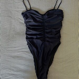 J Crew Navy Ruched One-Piece Swimsuit